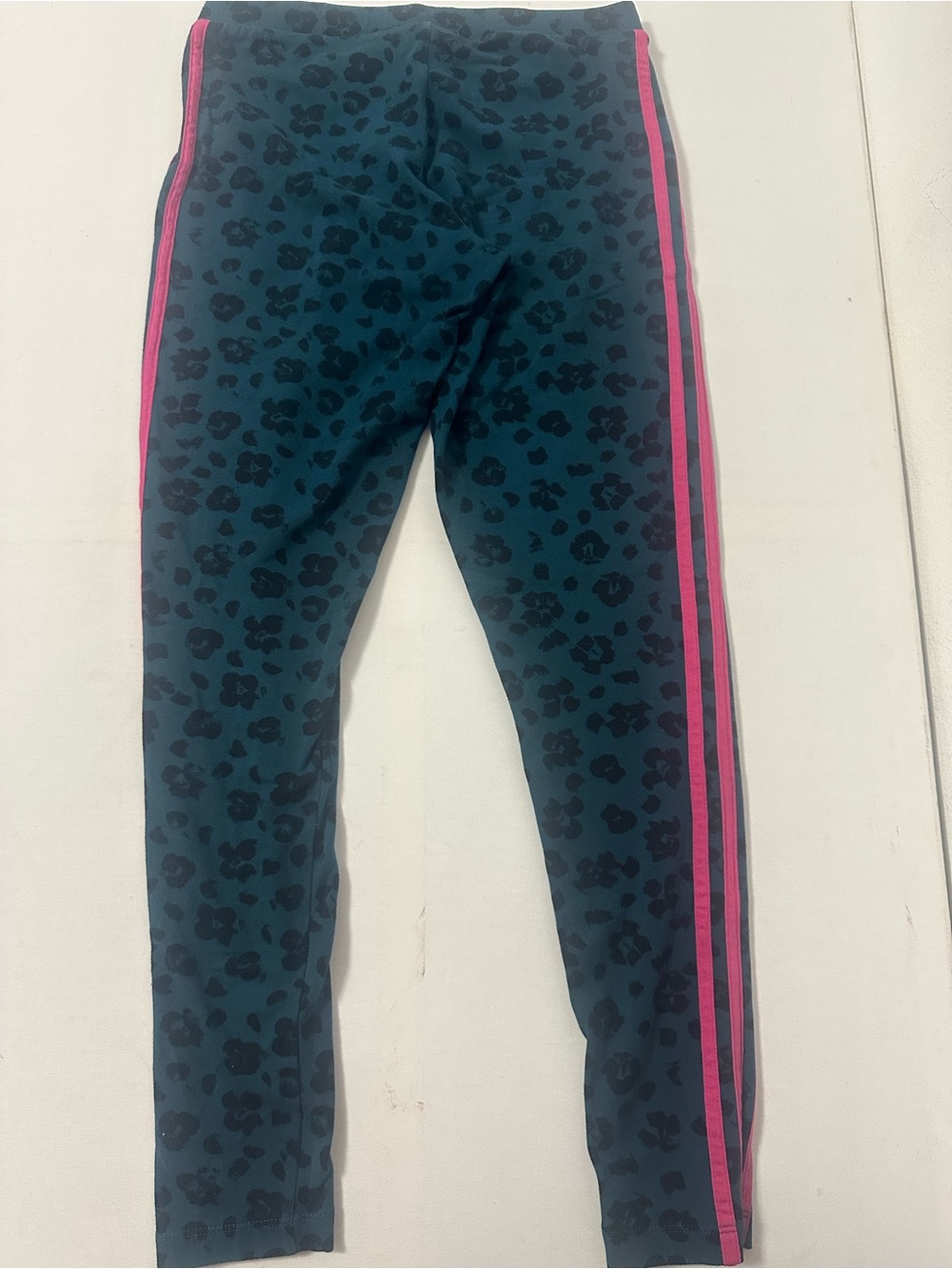 adidas Teal Leopard Print Track Pants with Pink Side Stripes - Picture 8 of 9